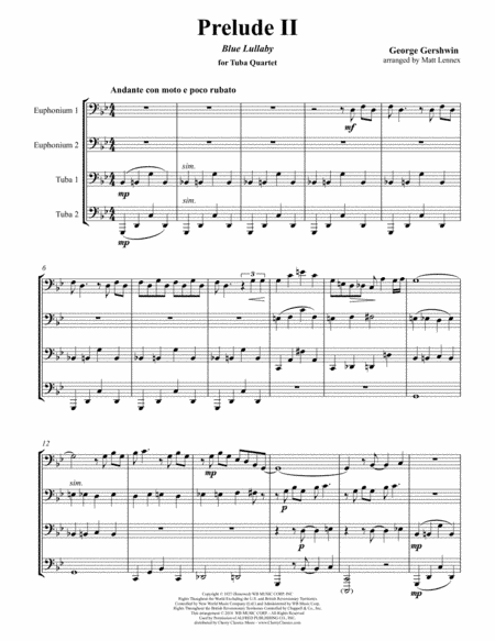 Prelude II Blue Lullaby for Tuba Quartet (arr. Lennex, Matt)