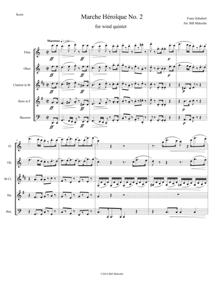 Marche Héroîque No. 2 for wind quintet (arr. Bill Malcolm)