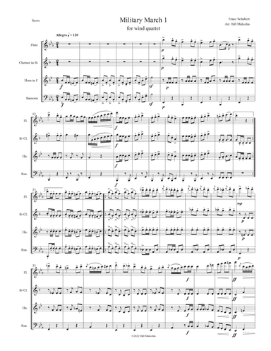 Military March 1 for wind quartet (arr. Bill Malcolm)