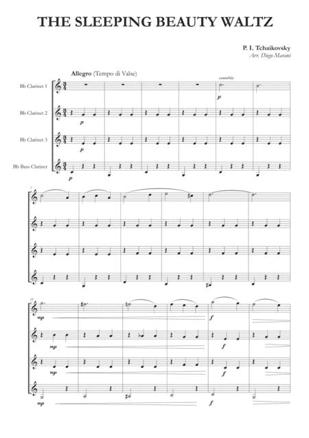 The Sleeping Beauty Waltz for Clarinet Quartet (arr. Diego Marani)
