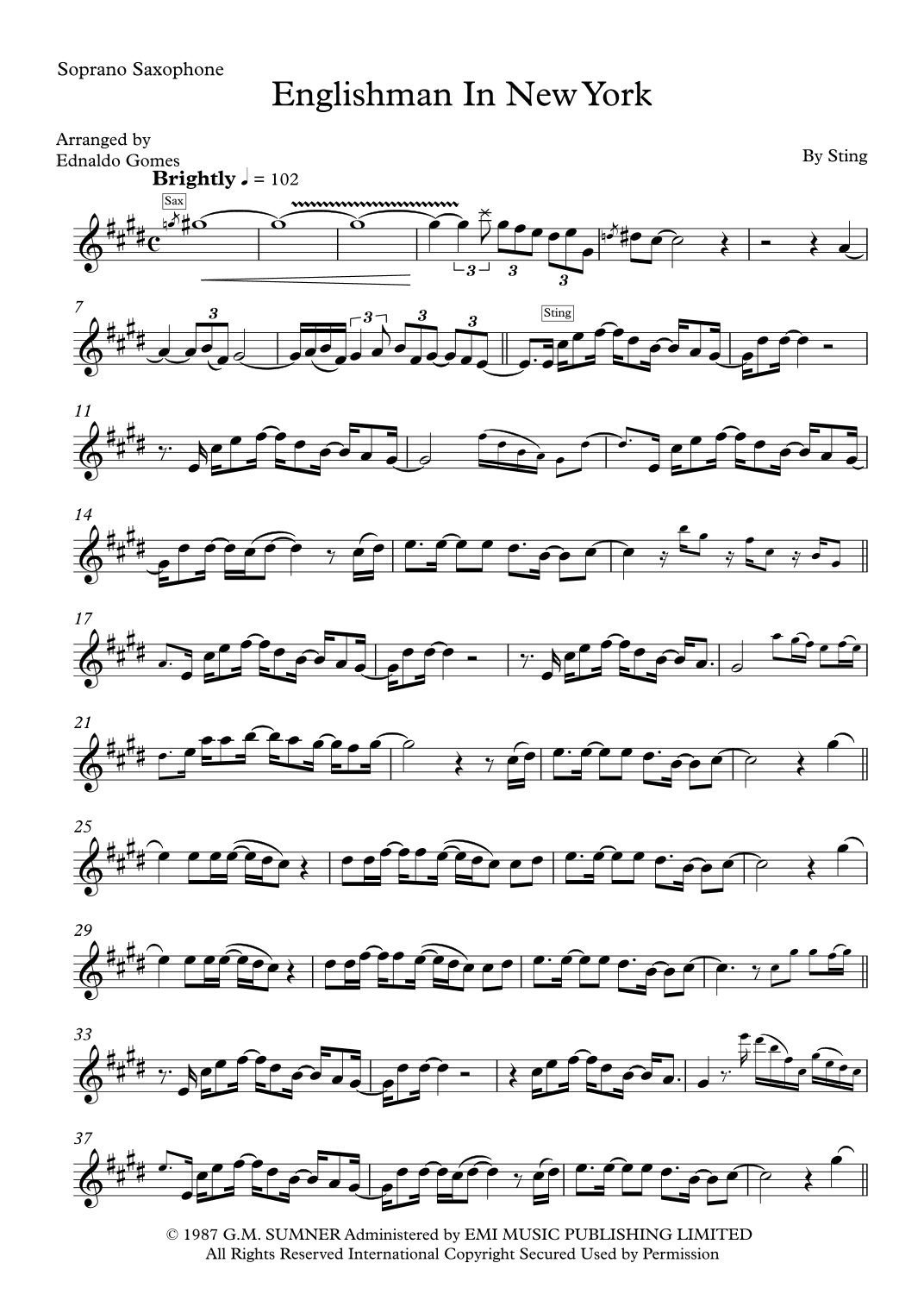 Englishman In New York (arr. Ednaldo Gomes)