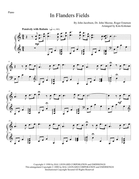 In Flanders Fields (arr. Kim Kirkman)