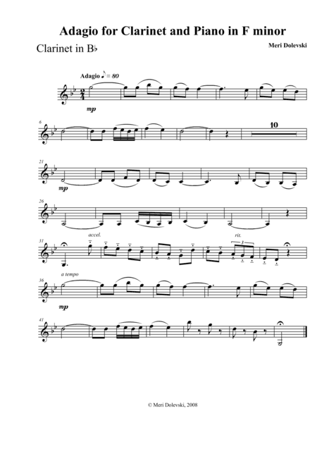 Adagio for Clarinet and Piano in F minor