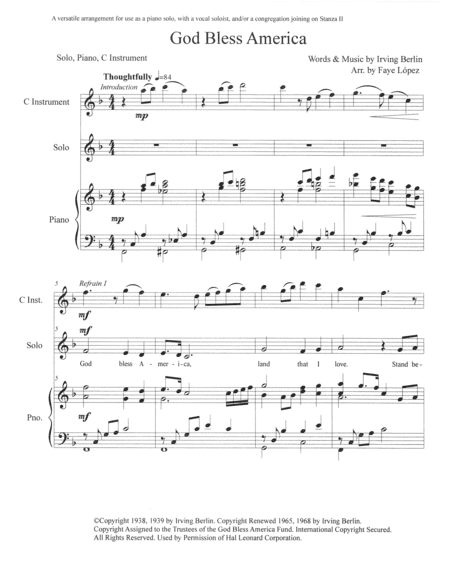 God Bless America (arr. Faye Lopez)