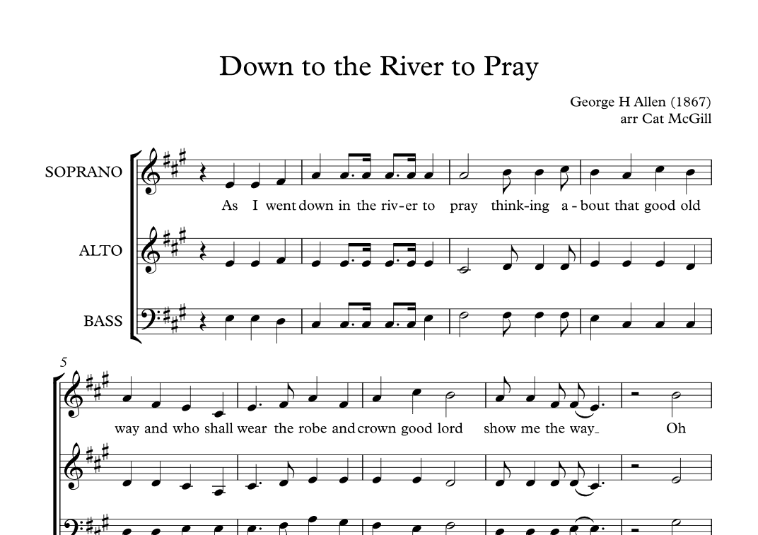 Down to the river to pray (arr. Cat McGill)