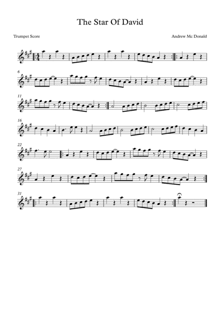 The Star Of David Bb Trumpet Score