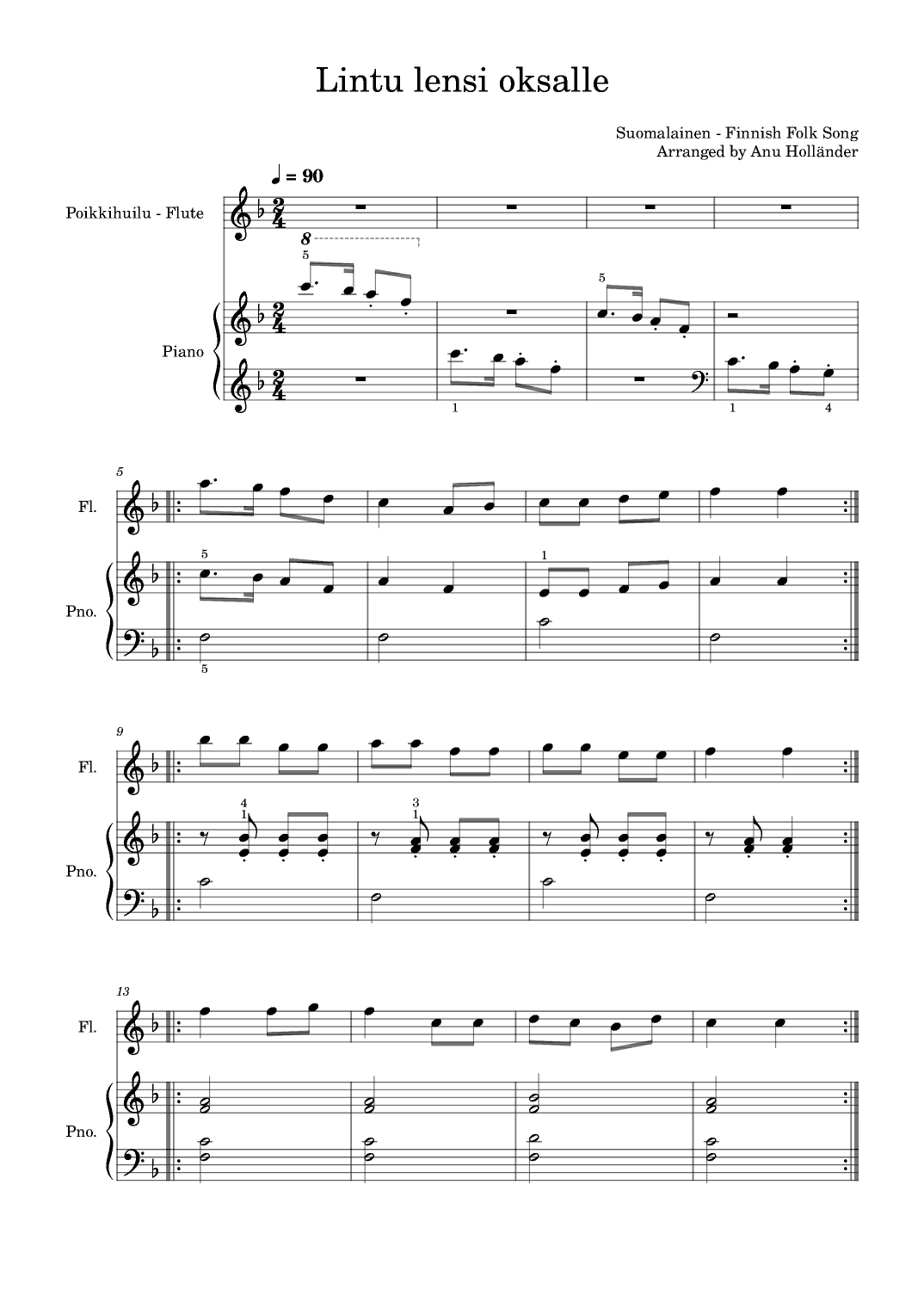 Soittosalkku: Lintu lensi oksalle (arr. Anu Holländer)