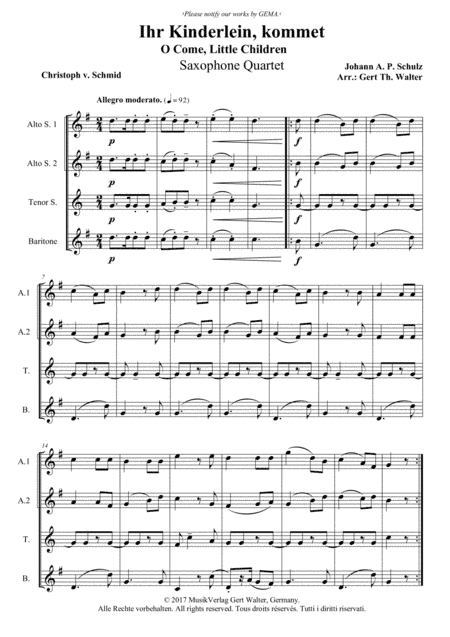 O Come, Little Children (arr. Gert Th. Walter)