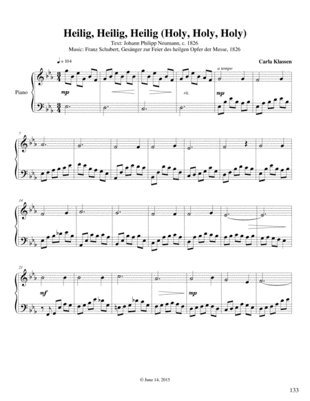 Heilig, Heilig, Heilig (arr. Carla Klassen)