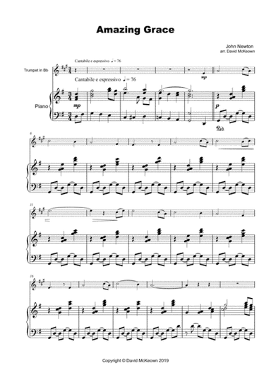 Amazing Grace, Concert Solo for Trumpet and Piano (arr. David McKeown)