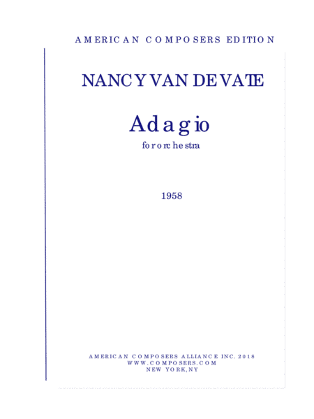 [Van de Vate] Adagio for Orchestra