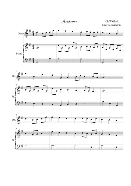 Andante.Oboe and piano (arr. Ester Alessandrini)