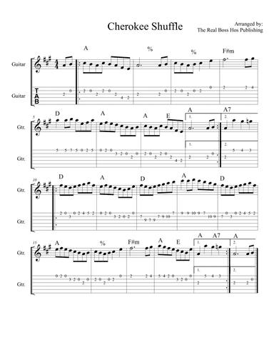 Cherokee Shuffle - Guitar Tab (arr. The Real Boss Hos Publishing)