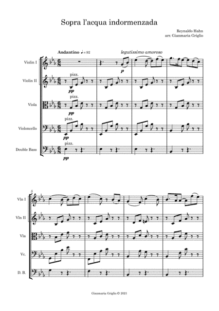 Reynaldo Hahn - Sopra l'acqua indormenzada (arr. Gianmaria Griglio)