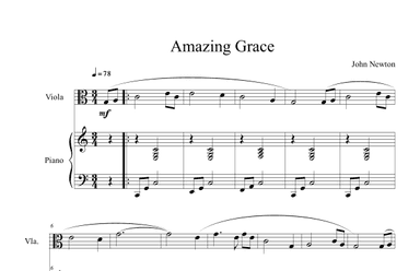 Amazing Grace (Solo Viola with Piano Accompaniment) (arr. B. C. Dockery)