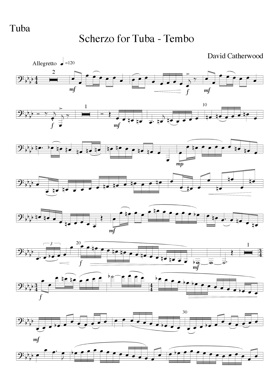 Scherzo for Tuba ‘Tembo’ A Brass Quintet featuring a tuba soloist by David Catherwood