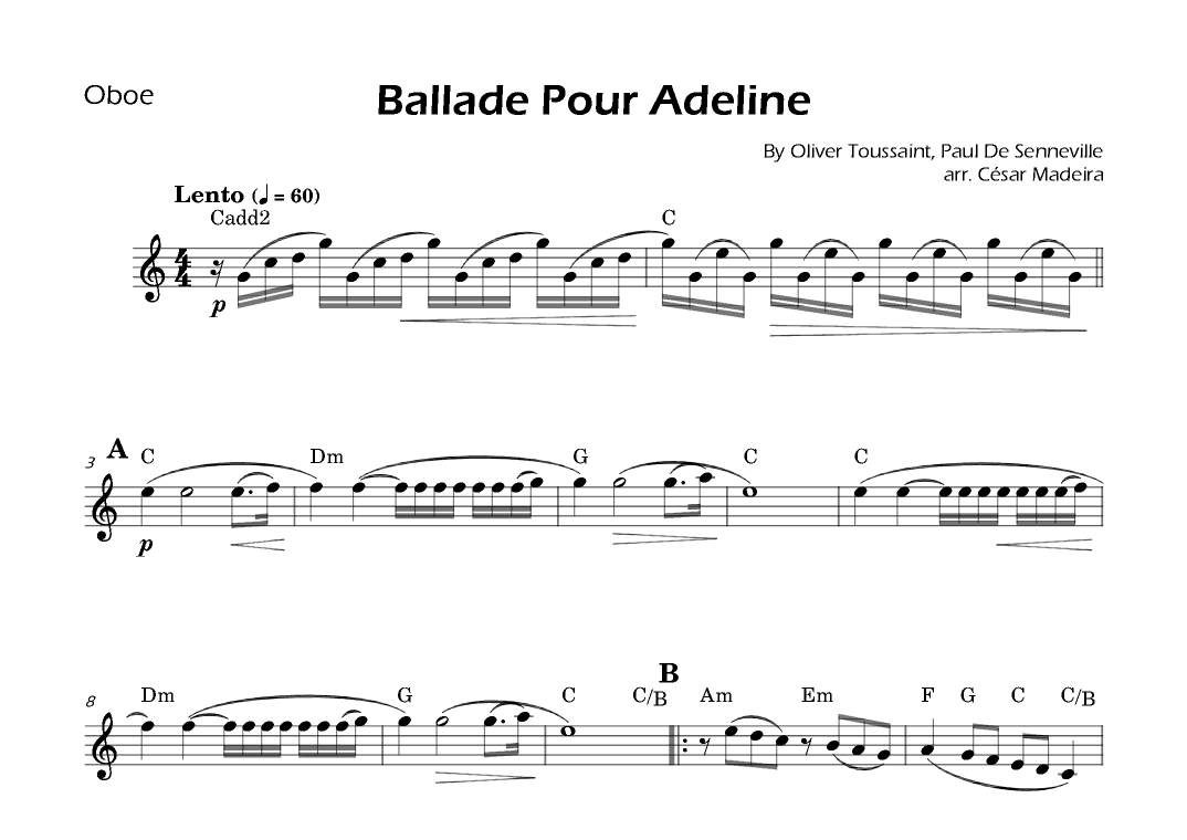 Ballade Pour Adeline (arr. César Madeira)