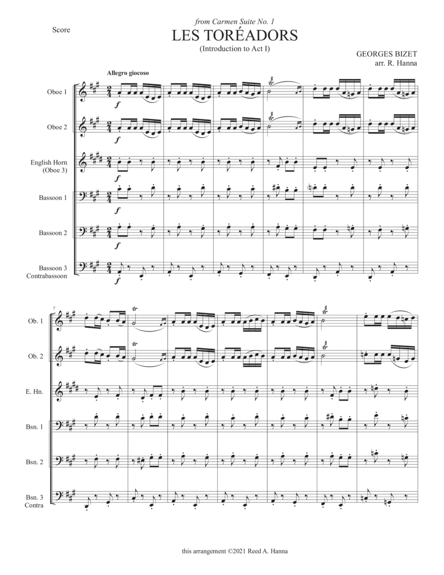 "Les Toreadors" from Carmen Suite (Double Reed Ensemble) (arr. R. Hanna)