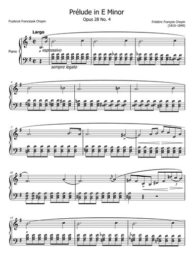 Prelude in E minor (Op. 28 no. 4) CHOPIN | Piano Solo Grade 5 (arr. Published Harmony Valarie)