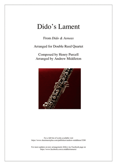 Dido's Lament arranged for Double Reed Quartet (arr. Andrew Middleton)