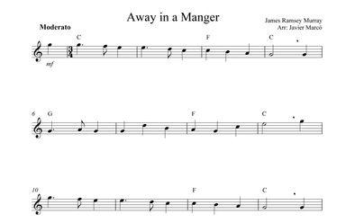 Christmas Carols for Alto Recorder: Away in a Manger (arr. Javier Marcó)