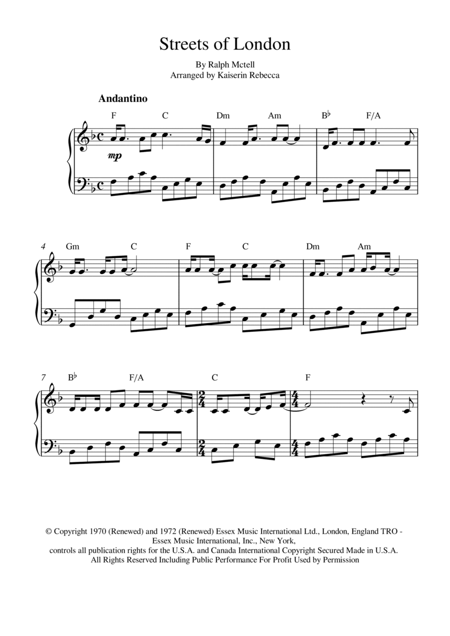 Streets Of London (arr. Kaiserin Rebecca)