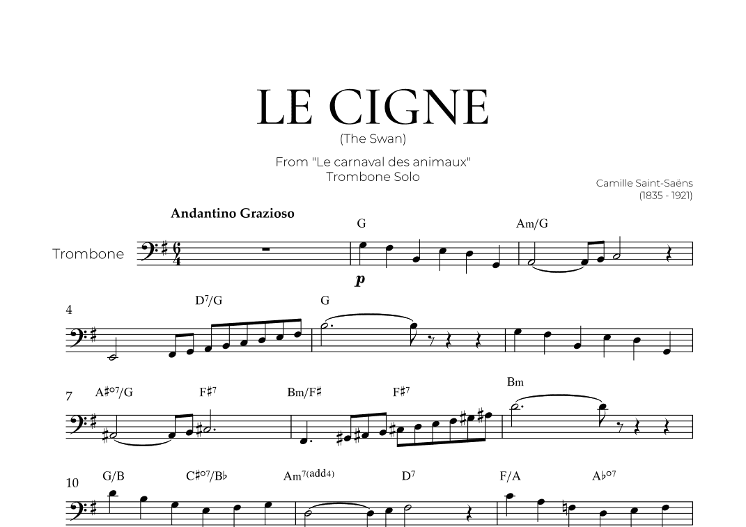 The Swan (Trombone Solo) - Saint Saens (arr. Pedro Merendi)