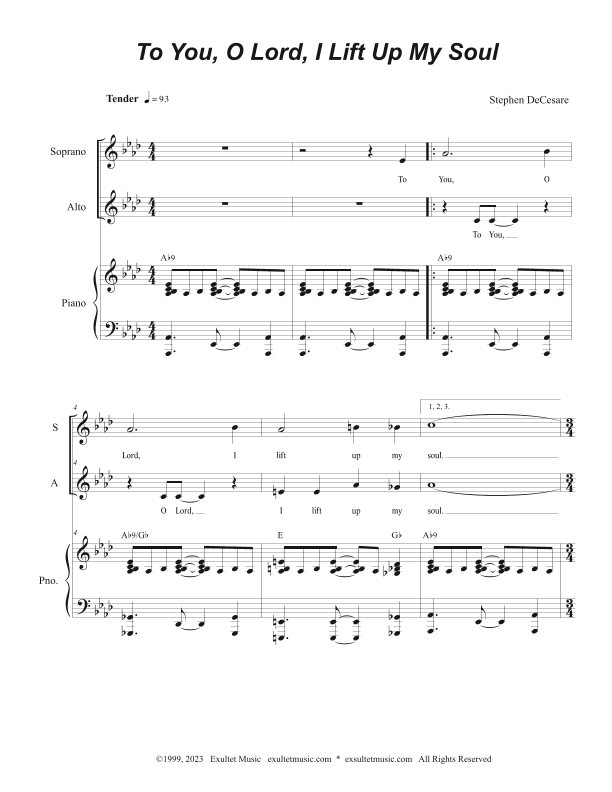 To You, O Lord, I Lift Up My Soul (2-part choir - (SA)