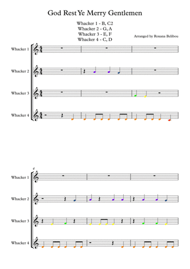 God Rest Ye Merry Gentlemen for 8 Notes Diatonic Boomwhackers (arr. Roxana Belibou)