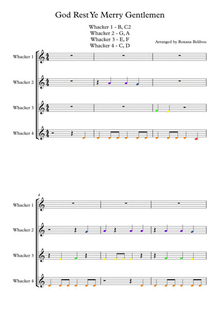 God Rest Ye Merry Gentlemen for 8 Notes Diatonic Boomwhackers (arr. Roxana Belibou)