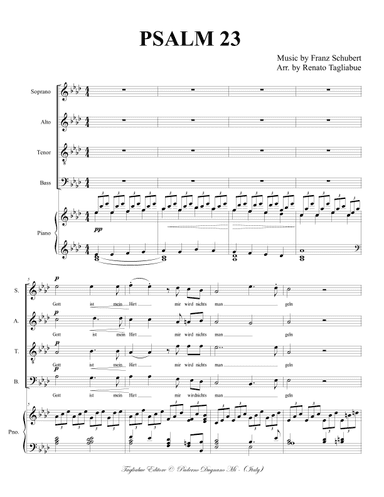 SCHUBERT - PSALM 23 - Arr. for SATB Choir and Piano (With Piano Part) (arr. Renato Tagliabue)