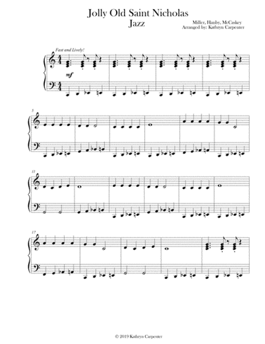 Jolly Old Saint Nicholas (Jazz Style) (arr. Kathryn Carpenter)