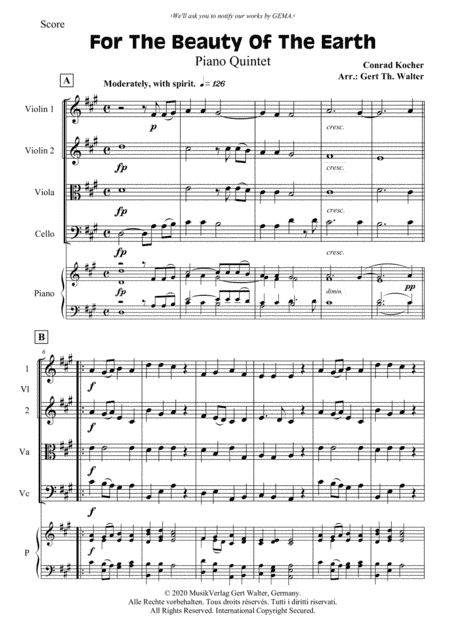 For The Beauty Of The Earth (arr. Gert Th. Walter)