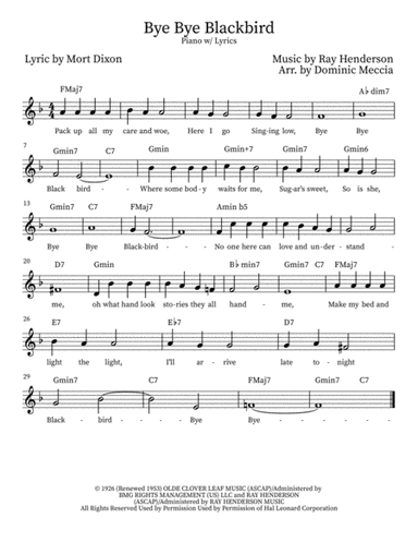 Bye Bye Blackbird (arr. Dominic Meccia)