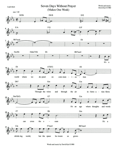 Seven Days Without Prayer (Makes One Weak) - lead sheet