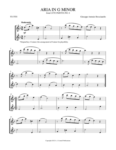 Aria in G Minor (from Lute Partita No. 6) (arr. Mark Phillips)