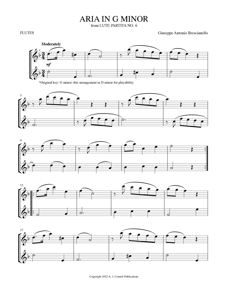 Aria in G Minor (from Lute Partita No. 6) (arr. Mark Phillips)