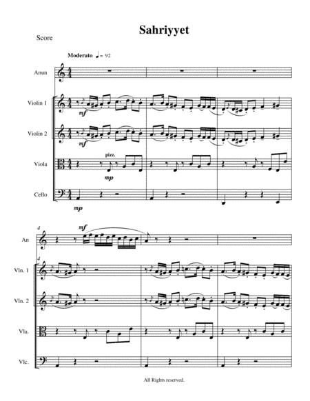 "sahriyyeh" (oriental eve) for Oud quartet