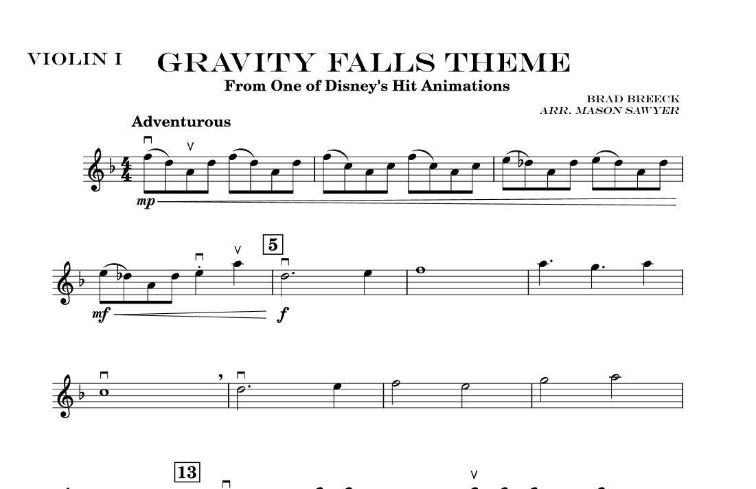 Gravity Falls (main Theme) - Score Only (arr. Mason Sawyer)