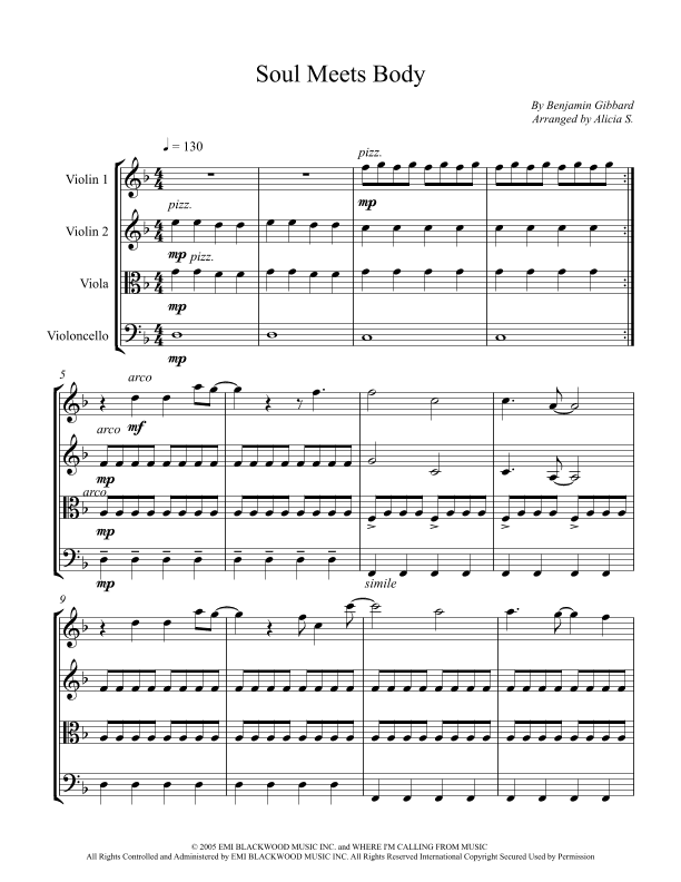 Soul Meets Body (arr. Alicia S.)