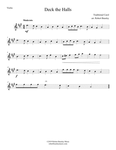 Deck the Halls (violin w/ piano accomp) (arr. Robert Beasley)