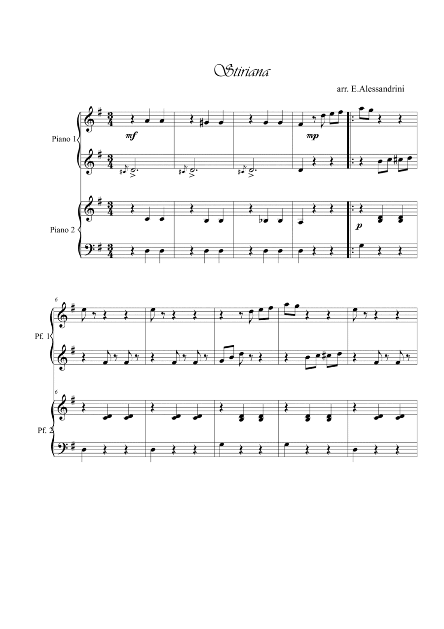Stiriana. Piano 4 hands (arr. Ester Alessandrini)