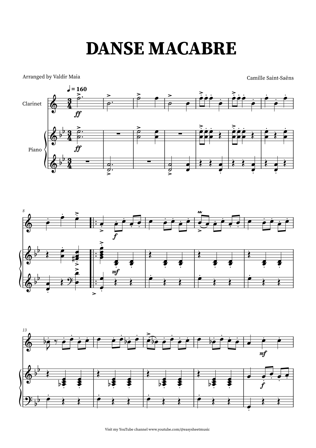 Danse Macabre - Clarinet and Piano (arr. Valdir Maia)