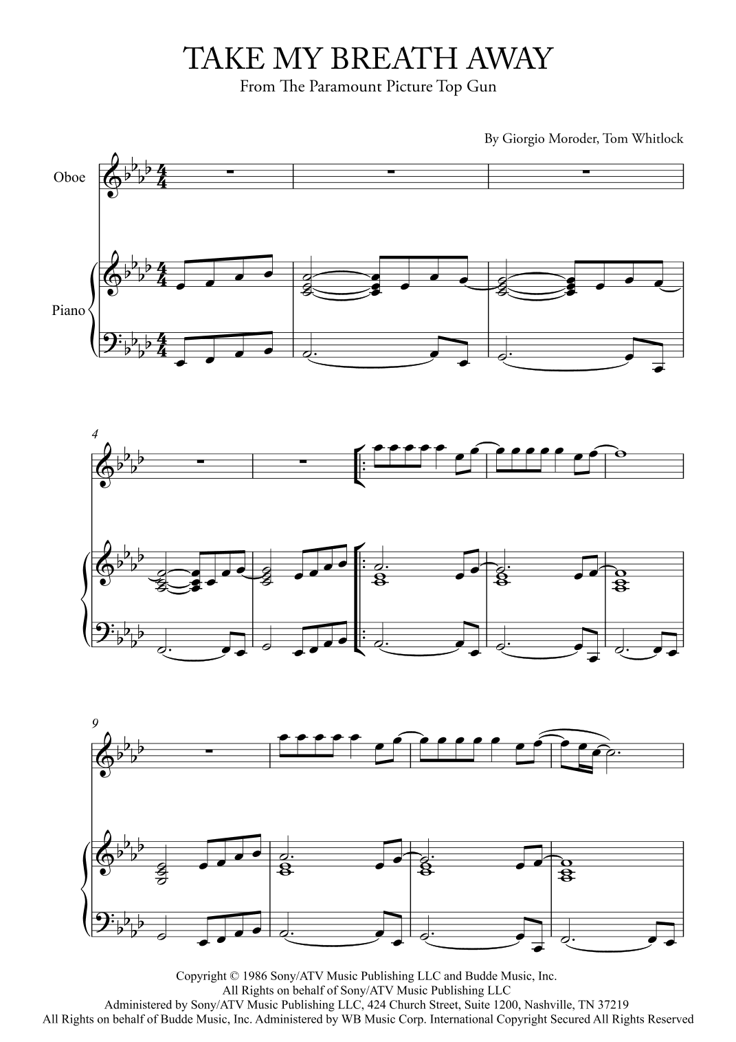 Take My Breath Away (love Theme) (arr. Karen Gueiros)