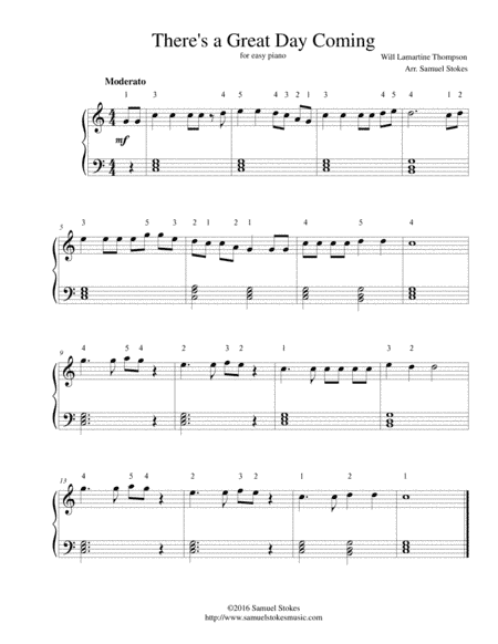 There's a Great Day Coming - for easy piano (arr. Samuel Stokes)
