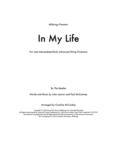 In My Life (arr. Caroline McCaskey)