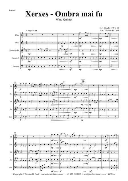 Xerxes Largo - Ombra mai fu - Wind Quintet (arr. Thomas H. Graf)