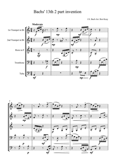2 Part Invention for Brass Quintet (arr. Benjamin Keay)