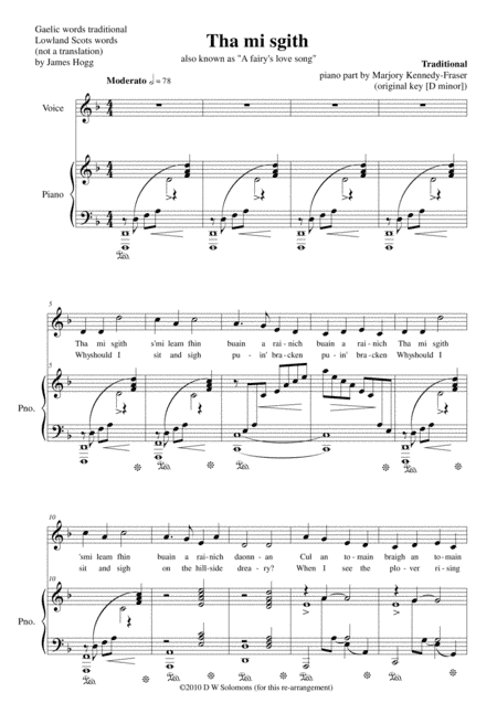 Hebridean fairy's love song (Tha Mi sgith) arranged for voice and piano in D Minor (arr. Marjory Kennedy-Fraser, David Warin Solomons)