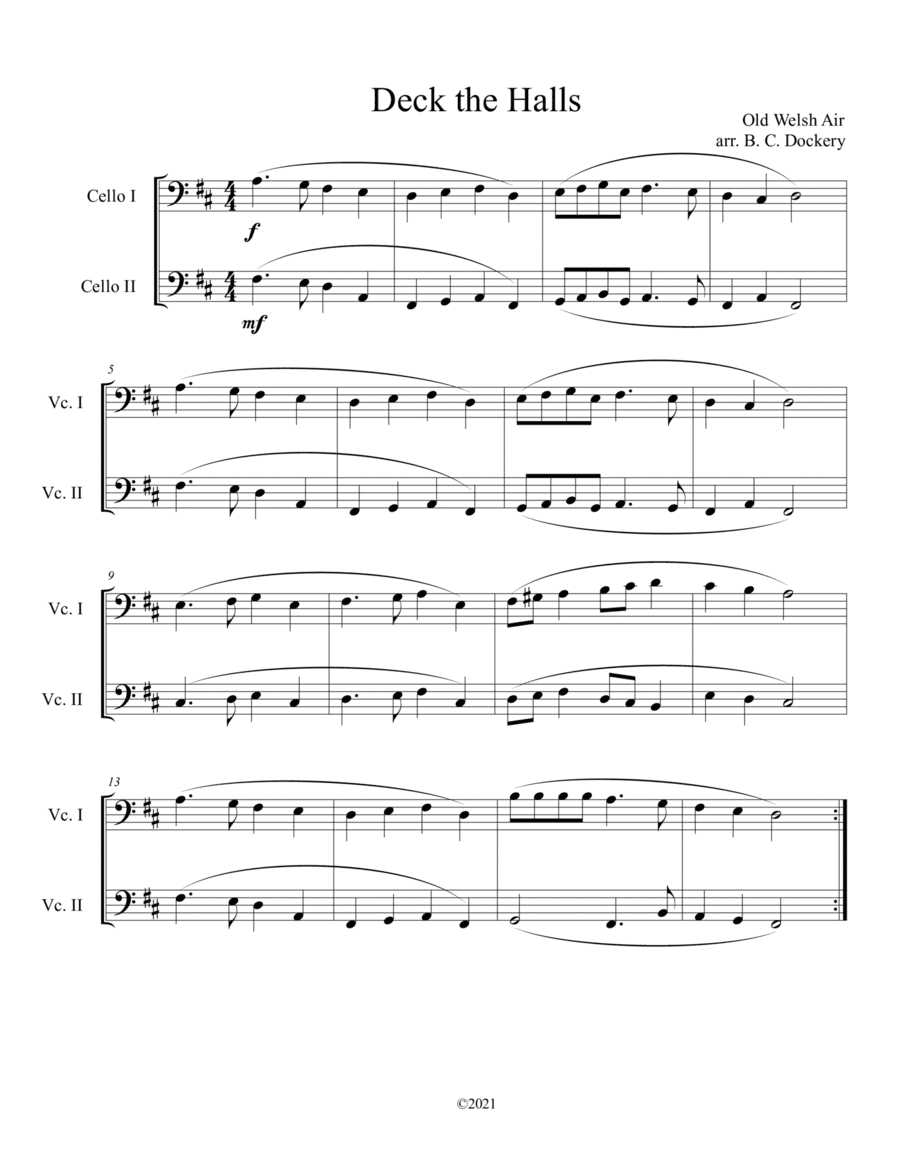 Deck the Halls (Cello Duet) (arr. B. C. Dockery)